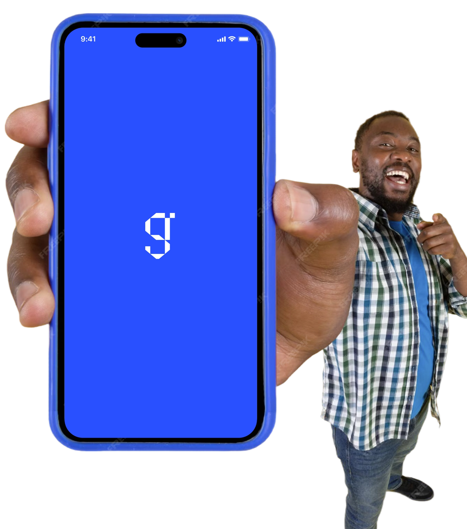 Phone showing app interface